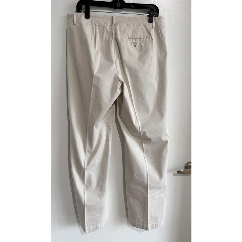 J Jill Ivory Chino Cotton wide leg Pants Women's Timeless Business Size 12 - Picture 2 of 11